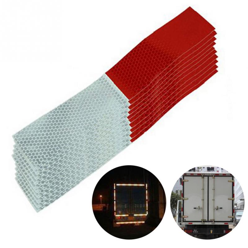 Autocollant réfléchissant pour voiture, 5x30cm, bande réfléchissante pour accessoires pour voiture, sécurité de conduite, rouge et blanc, 10 pièces