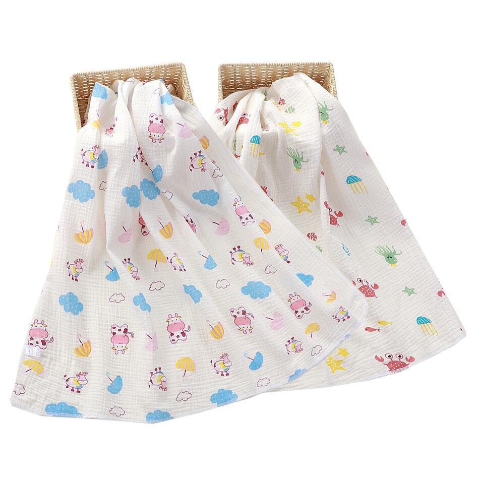 Mordedor 2 unids/set 100% cuadrado de algodón 80cm imprimir Primavera Verano suave y reutilizable de la muselina del bebé Multifunctiona Swaddle Manta