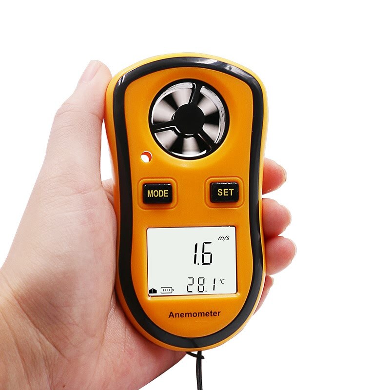 QSTEXPRESS Portable Anemometer Anemometro Thermometer Wind Speed Gauge Meter Windmeter 30m/s LCD Digital Hand-held Measure tool
