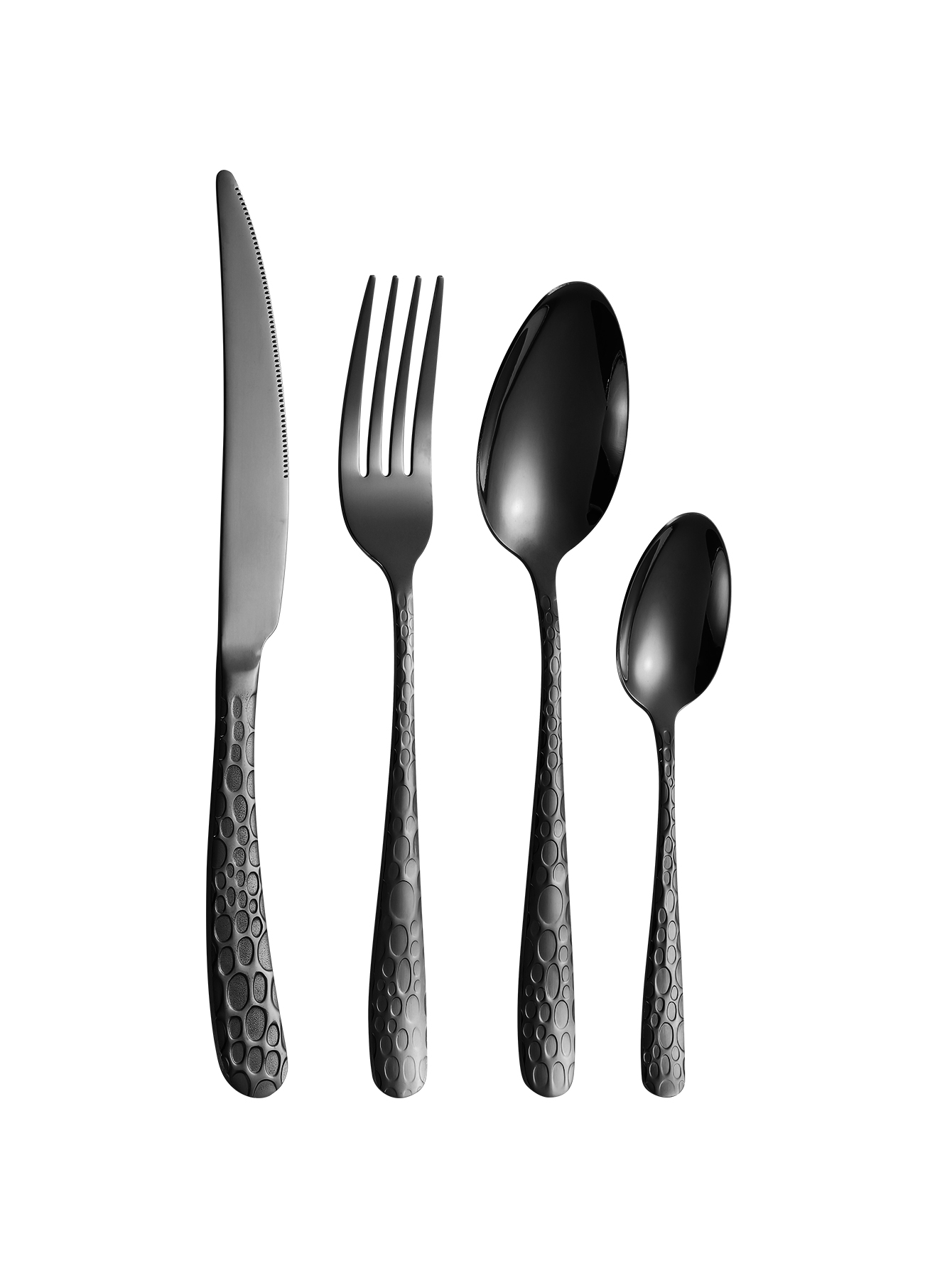 Couverts, couteaux, fourchettes et cuillères en acier inoxydable noir, ustensiles de cuisine pour la maison, vaisselle de dîner de 4/6/16/24 pièces: Black