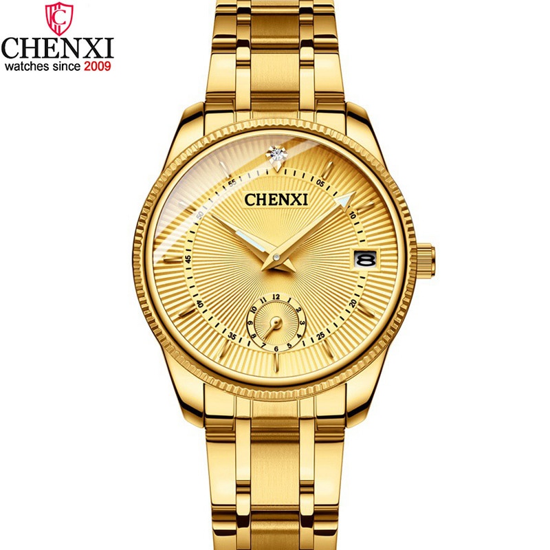 CHENXI Luxe Golden Lady Horloge Top Minimalisme Kalender Waterdicht Quartz vrouwen Horloge Business Jurk Klok 069IPG