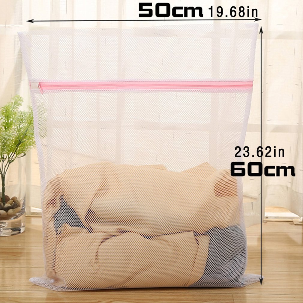 Zippered Mesh Laundry Wash Bags Foldable Underwear Washing Machine Clothes Protection Clothes Organizer: Lavender