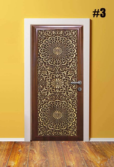 Autocollant pour rénovation rétro de porte en PVC, bricolage rétro, autocollant imperméable pour porte d'entrée, décoration de maison, décalque d'image imprimée: Door XRK1596-03 / 77x200cm