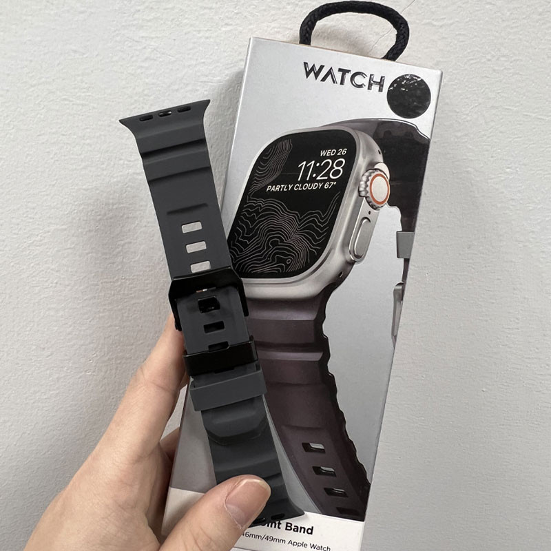 Silikonrem sportsarmbånd til iwatch ultra 2 apple watch 10/9/8/1/2/3/4/5/6/7 46mm 49mm 45mm til watch 41 44 40 38 42mm: Hvit svart / 14mm