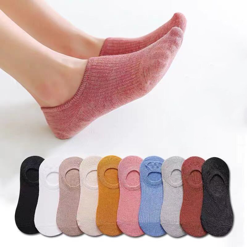 Women's Cotton Invisible Socks Non-Slip Summer Solid Color Breathable Comfortable Short Socks Thin Ankle Boat Socks