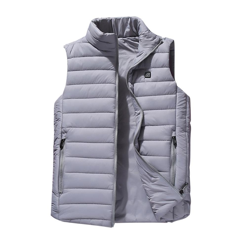 draussen Männer Elektrische Beheizte Weste USB Heizung Weste Winter Thermische Polyester Camping Wandern Warme Jagd Jacke: grau M