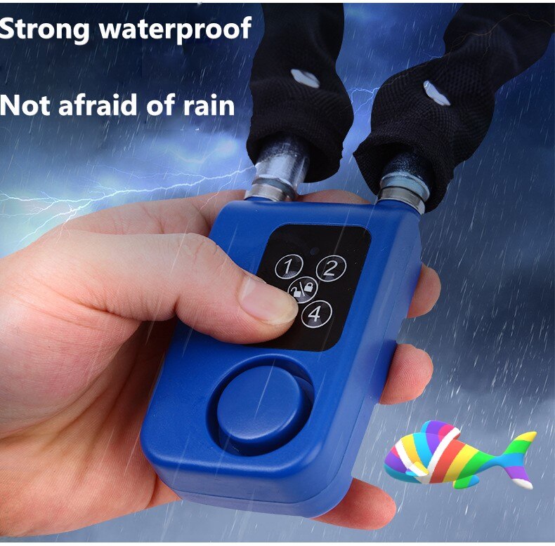 Anti-theft password steel chain alarm lock bicycle electric car shop glass door lock stainless steel anti-shear alarm