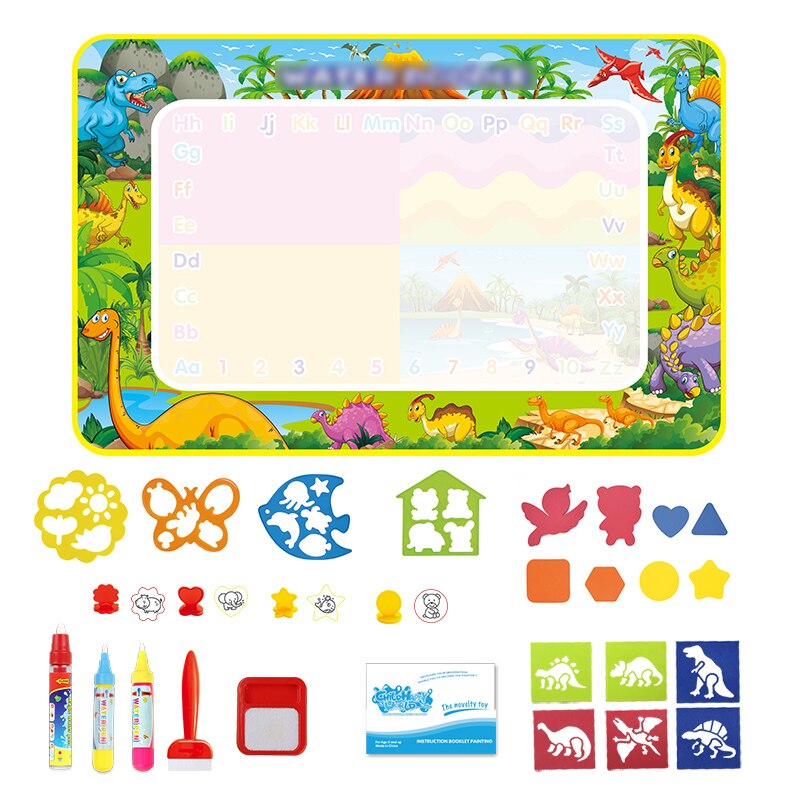 Stor størrelse magisk vand tegnemåtte &amp; kuglepenne farve tæppe skrivning doodle board bøger maleværktøj pædagogisk legetøj børn: C 110 x 70cm dinosaurer