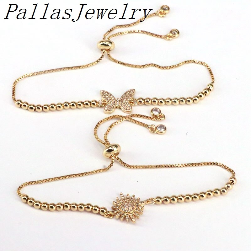 10 stk charm guld farve micro pave cz connector perlekædet kæde armbånd til kvinder justerbare smykker
