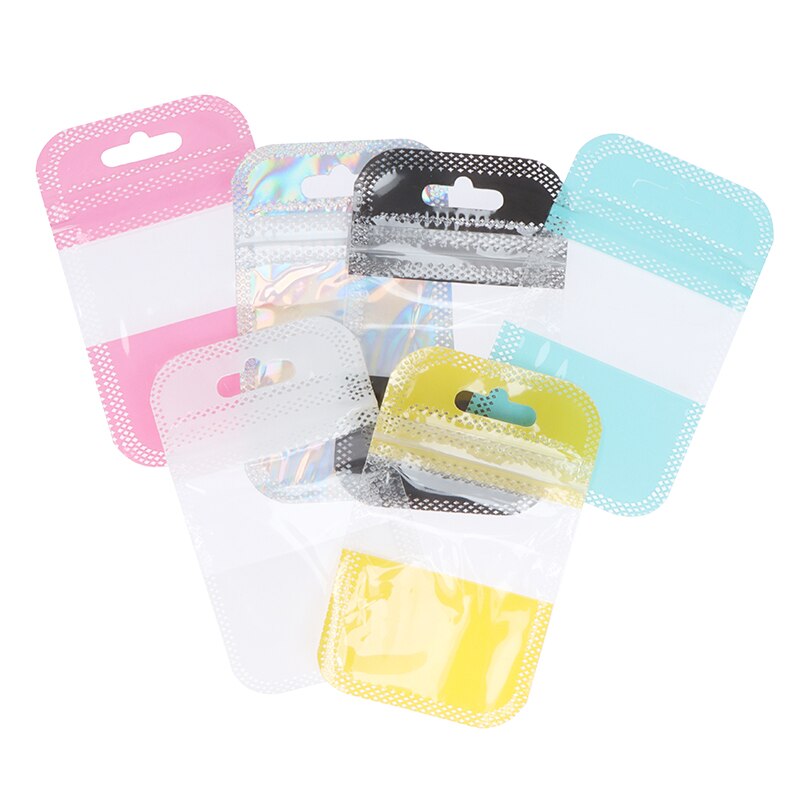 50 Stks/pak Kleine Plastic Zip Lock Bag Met Gat Clear Rits Sieraden Verpakking Zak Mini Zip Lock Opbergzakken