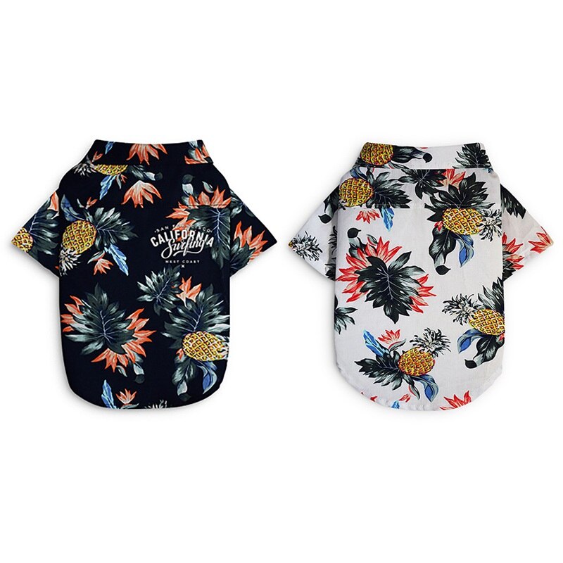 Zomer Huisdier Reizen Strand Overhemd Hond Leuke Print Hawaii Strand Casual Ananas Korte Mouw Kleine Hond Kat Blouse