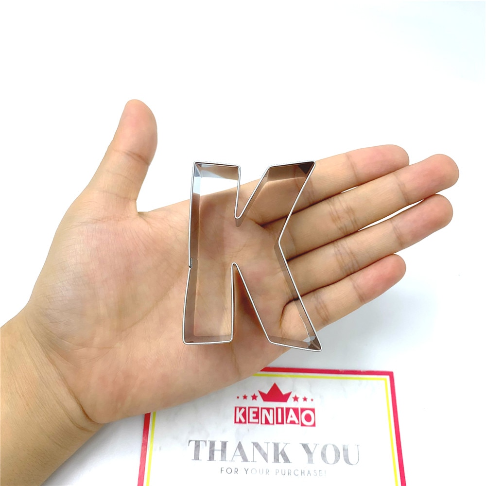 KENIAO Brief K van Alfabet Cookie Cutter voor Verjaardagsfeestje-4.8x6.6 cm-Biscuit/Fondant/ gebak Cutter-Rvs