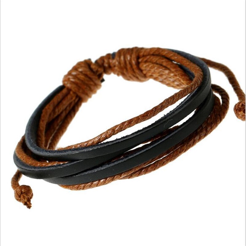 Boheme håndvævet læder armbånd retro mænd og kvinder vilde flerlags armbånd punk stil personlighed armbånd navn armbånd: B1120-11