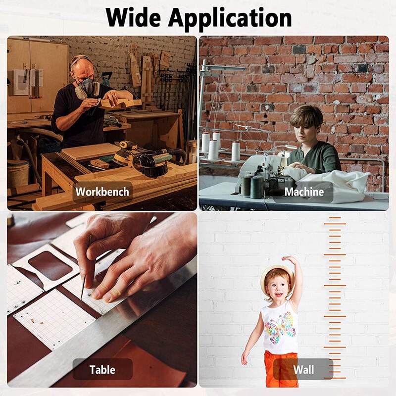 4 Pieces Self-Adhesive Measuring Tape,Steel Ruler Tape Label,Metal Sticky Ruler Left or Right Read for Measuring,40 Inch