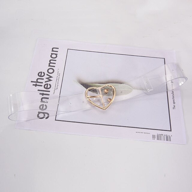 zwei Reihe PVC Klar Gürtel Für Frauen Stift Schnalle Weiblichen Weiß Taille Hosen transparent Gürtel Damen Jeans Tülle gürtel: N330-GoldenHeart