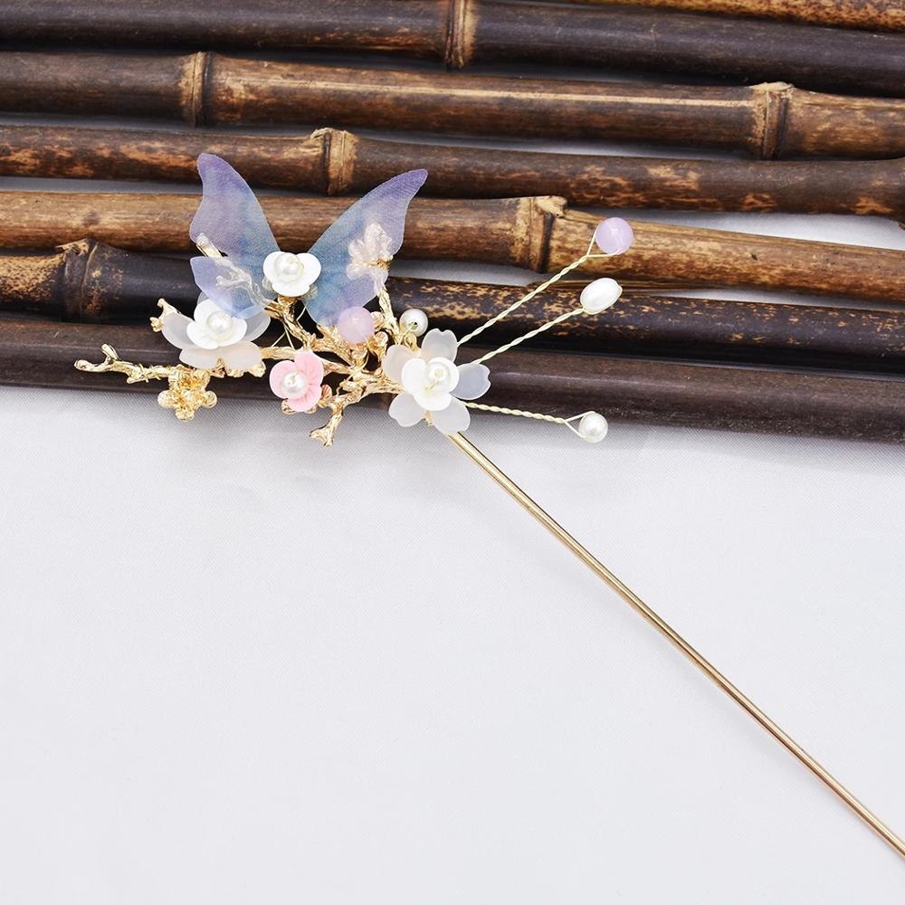 Women Hanfu Pearl Long Tassel Flower Hair Sticks Hairpins Hair Combs Set Chinese Style Bridal Wedding Hair Accessories
