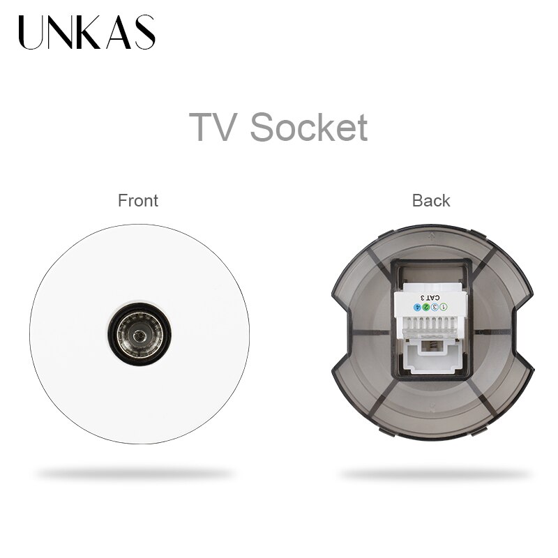 UNKAS DIY Modules Matching TV Connector Port RJ12 Telephone Jack For Wall Power 16A Socket Free Combination Outlet: White TV