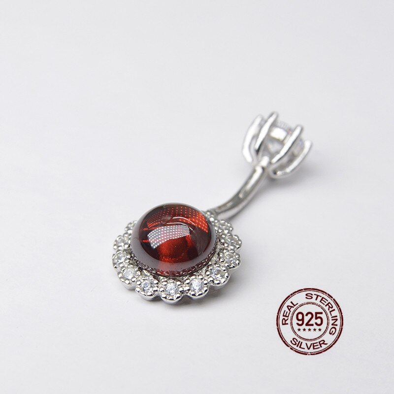 HelloLook Garnet Barbell Navel Ring 925 Sterling Silver Navel Piercing Anti-Allergy Belly Button Ring Body Piercing Jewelry