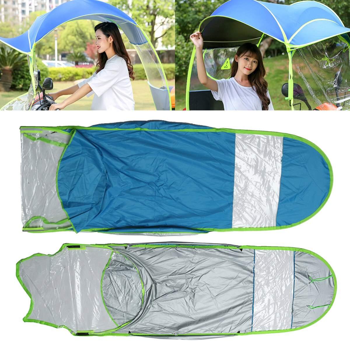 Sombrilla de protección solar para patinete eléctrico, cubierta de protección contra la lluvia y el viento, para vehículo eléctrico, 280x70cm