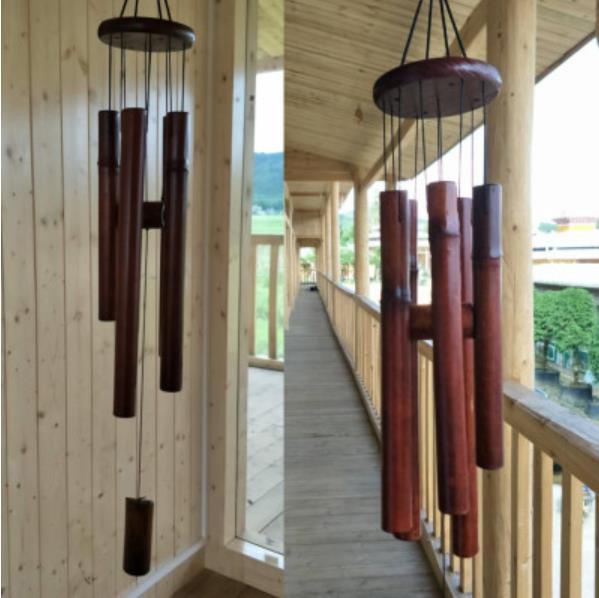 Japanische Hand Gefertigt Bambus Rohre Windspiele Hohl Abgestimmt Musik Natürlichen Ring Windspiel Hängen Dekor Garten draussen YardLA524: MULTI