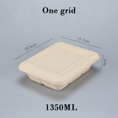 10 PCS Bento Box Eco-Friendly Lunch Box Food Container Disposable Pulp Microwavable Dinnerware Home Healthy Material Lunch Box: One grid H / 10Pcs