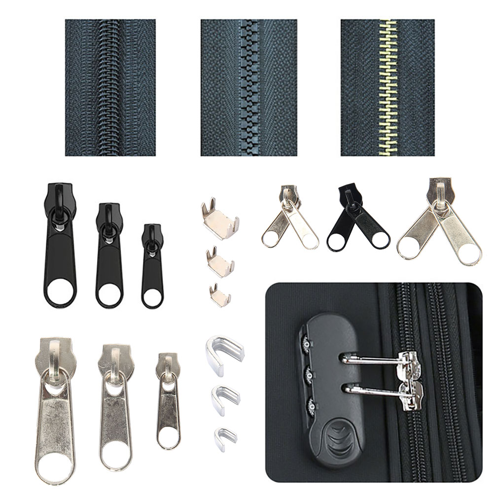 Zipper Repair Kit Zip Slider Rescue Universal Zippers Replacement Jacket Clothes Bag Tent Fix Plier Sewing Needlework Tool 5# 8#