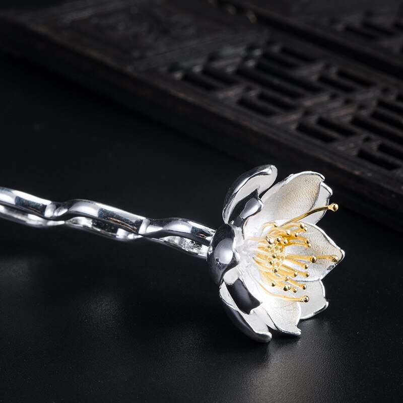 925 Sterling Zilver Haarspelden Voor Vrouwen Bloem Bruiloft Accessoires Bruid Sieraden Hanfu Haar Stok Traditionele Chinese Haarspeld