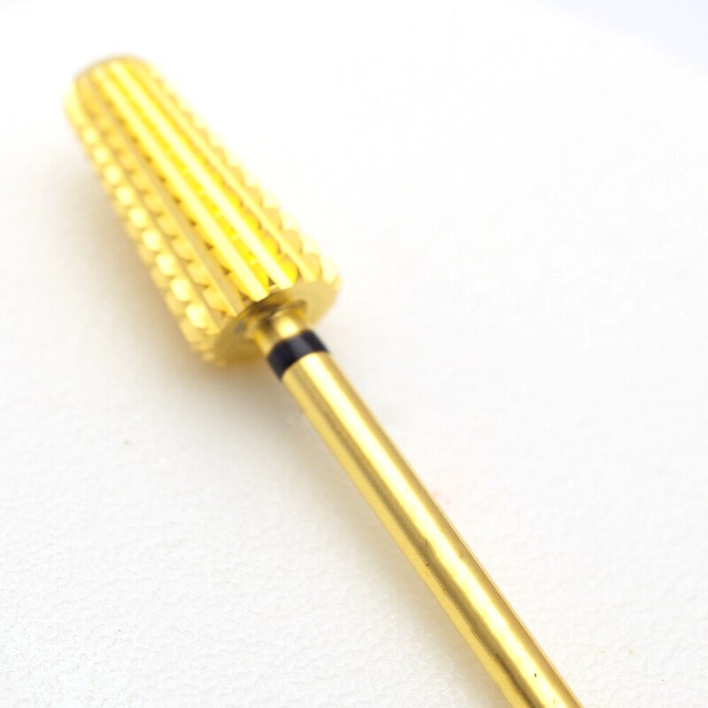 Xf-xc-brocas para manicura de uñas, brocas de taladro eléctrico de 5 vías con barril de carburo dorado, broca para uñas