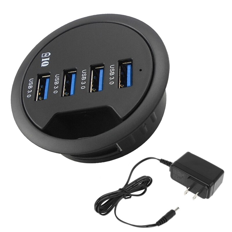 Montering in-desk 4 portar usb 3.0 nav skrivbord adapter multi splitter för stationär dator
