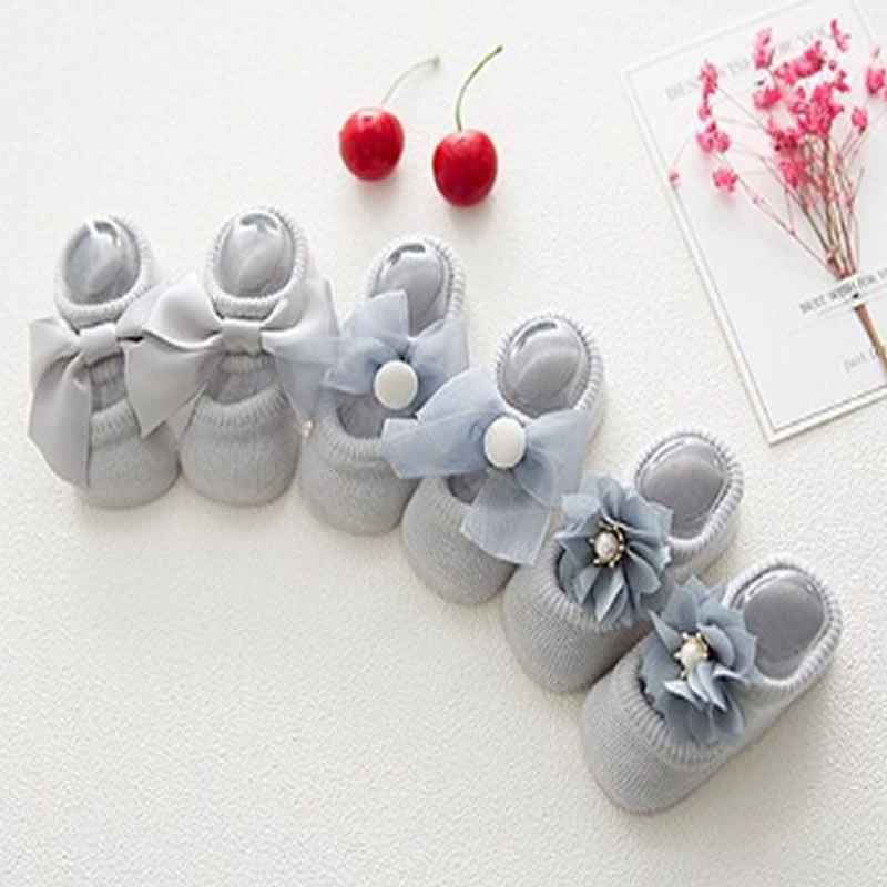 Kanten stijl prinses strik baby katoenen sokken uitgehold poreuze onzichtbare sokken kinderen snoepkleurige zomer vloer sokken antislip