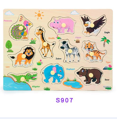 Kids Puzzels Speelgoed Voor 2-4 Leeftijden, houten Speelgoed Puzzels Kids Houten Games Onderwijs Leren Speelgoed Cartoon Dier Voor Kinderen Speelgoed: Black