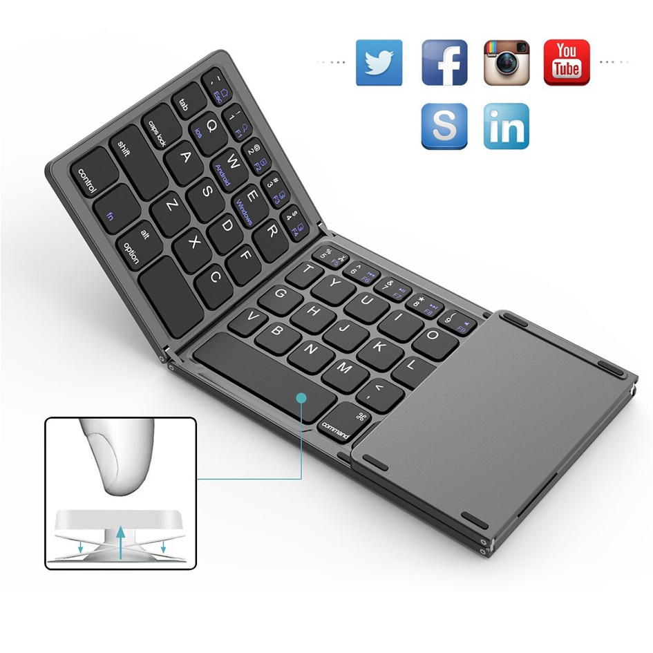 Mini Folding Touch Muis Toetsenbord Draadloze Bluetooth Toetsenbord Met Touchpad Voor Laptops Tablet Pc Ipad Android Ios Mobiele Telefoons