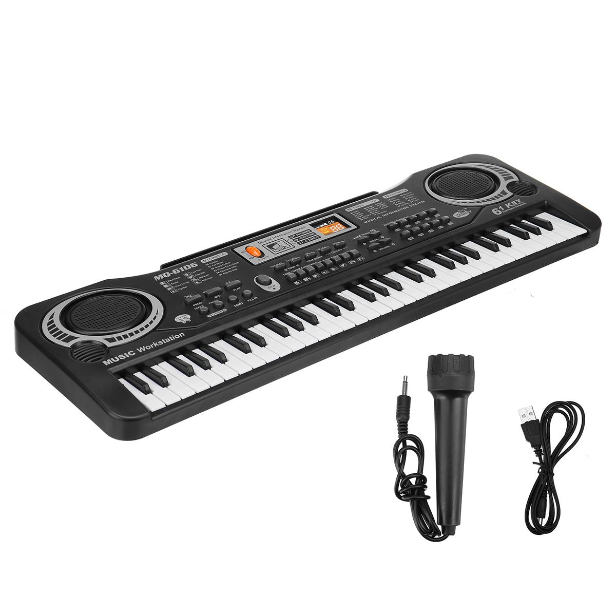 61 Keys Digital Music Electronic Keyboard Electric Piano Standard Keyboard with Microphone Wonderful Music Intelligence Toys: Black
