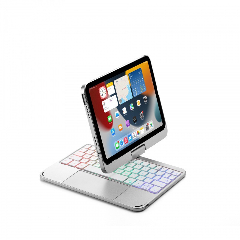 Beskyttende etui til ipad mini 7 med bluetooth-tastatur, 360- gradere rotasjon med berøringsskjerm, mini 6- tastatur med regnbuefarge og 8.3 i
