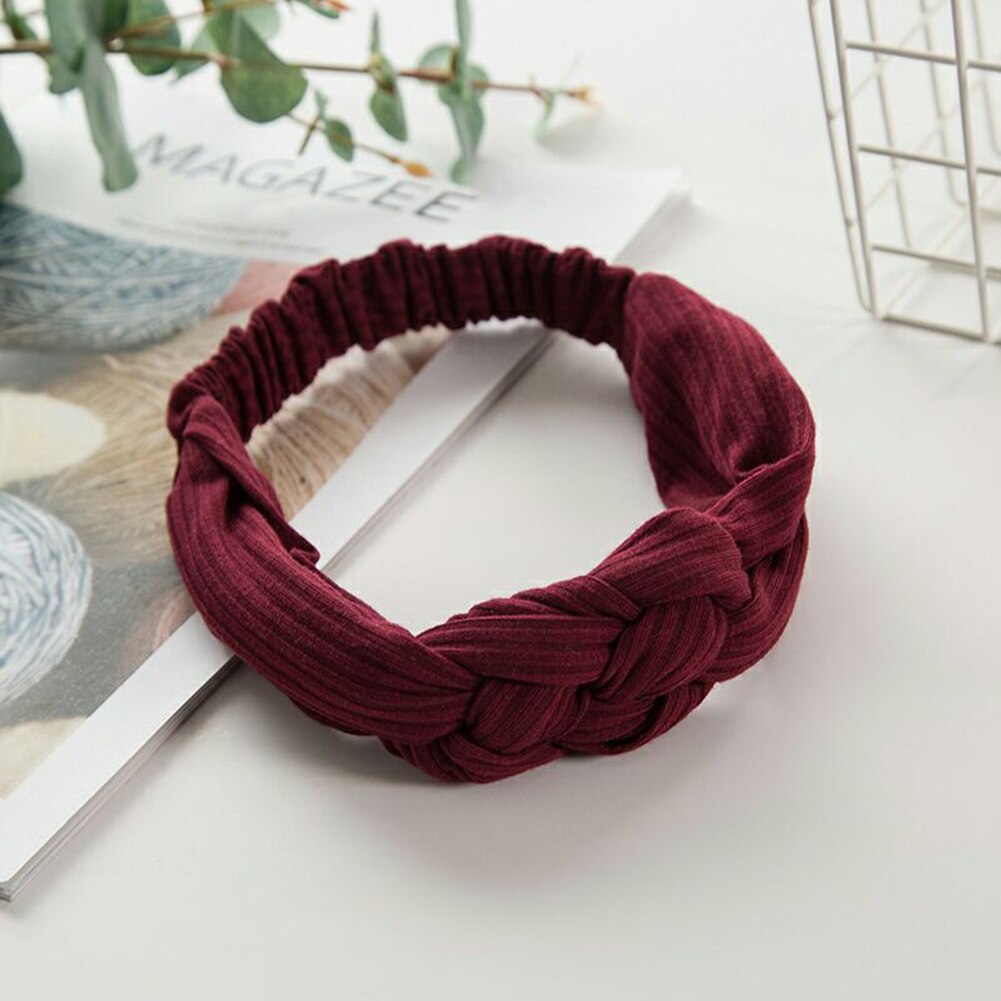 diadema para mujer estilo bohemio con nudo cruzado, diademas DIY, soporte para el pelo de de Color caramelo, accesorios de aro de pelo: Borgoña