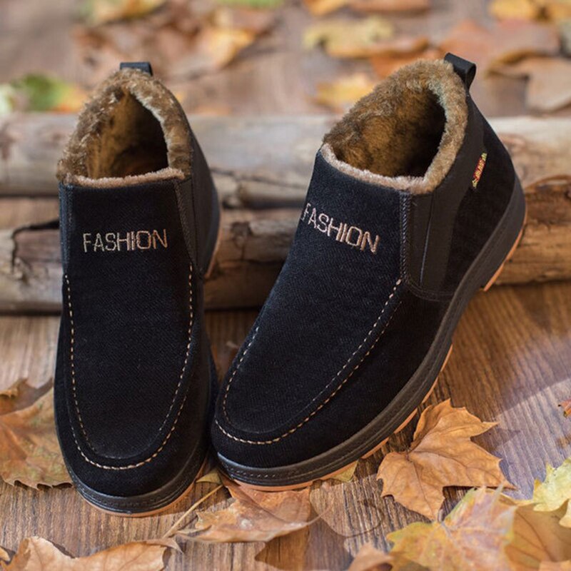 Winter hoge heren katoenen laarzen middelbare leeftijd vader plus fluweel dikke warme schoenen casual slip a pedaal katoenen schoenen heren