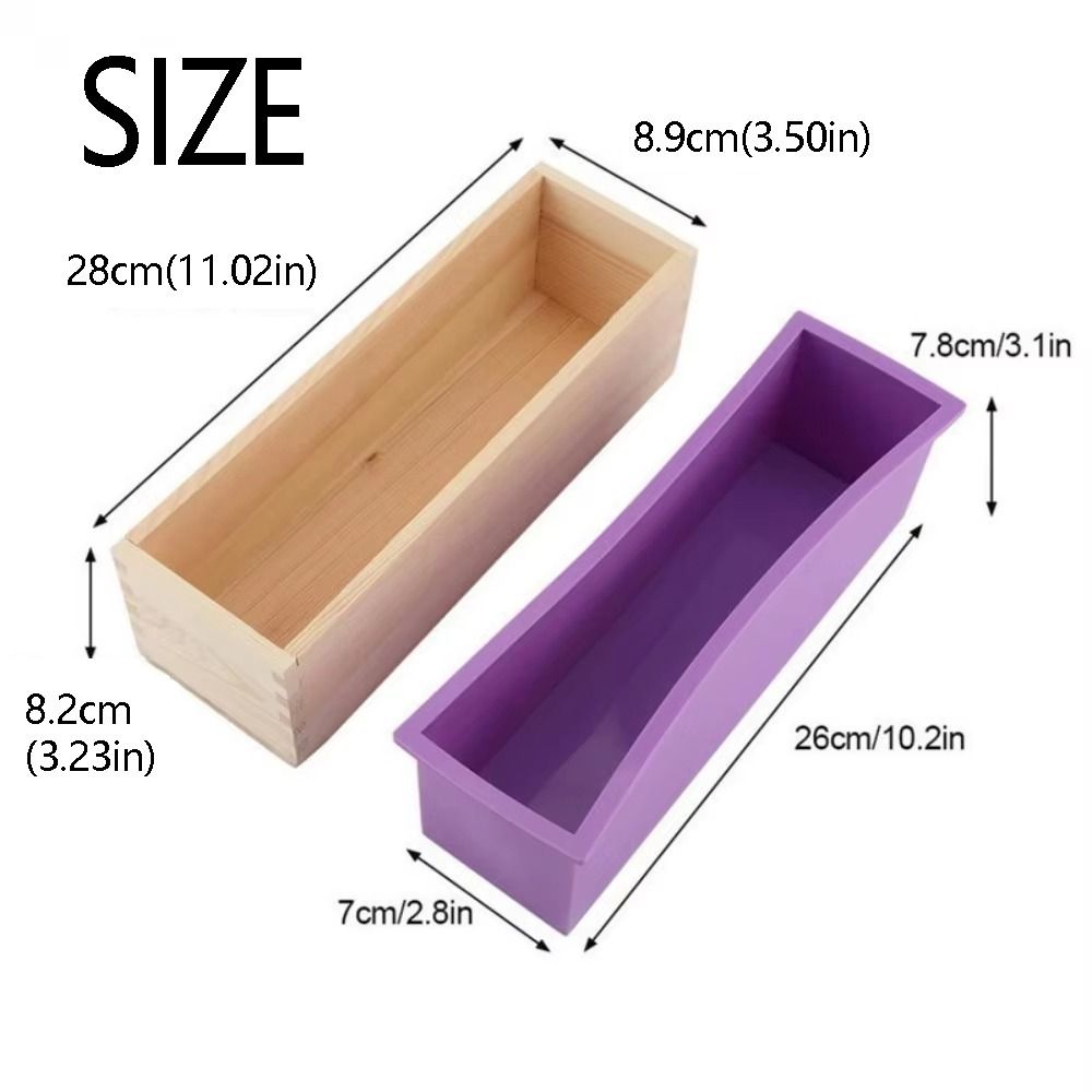 1200ml Silicone Soap Mold Wooden Box Reusable Rectangle Soap Mold Rectangular Shape Flexible Silicone Soap Making Mold