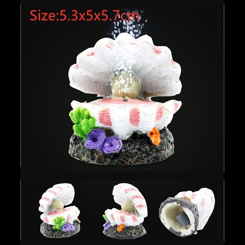 Air Stone Bubble Diffuser Aquarium Decoratie Zee Parel Shell Vulkaan Coral Bloem Ornament Land Waterlandschap Aquarium: Black