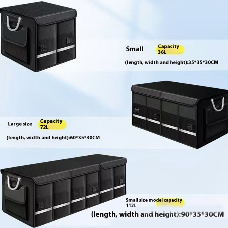 Car trunk foldable luggage storage box waterproof Oxford cloth 112L large capacity camping/fishing car storage box for easy carr