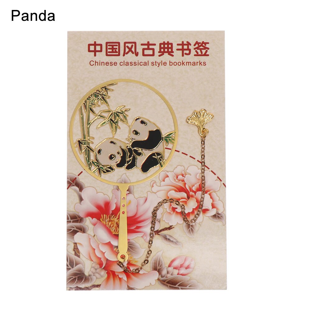 1pc kinesisk stil retro messing paginering bogmærke bogklip farverigt dyrevedhæng bogmærke papirvarer skole kontorartikler: Panda