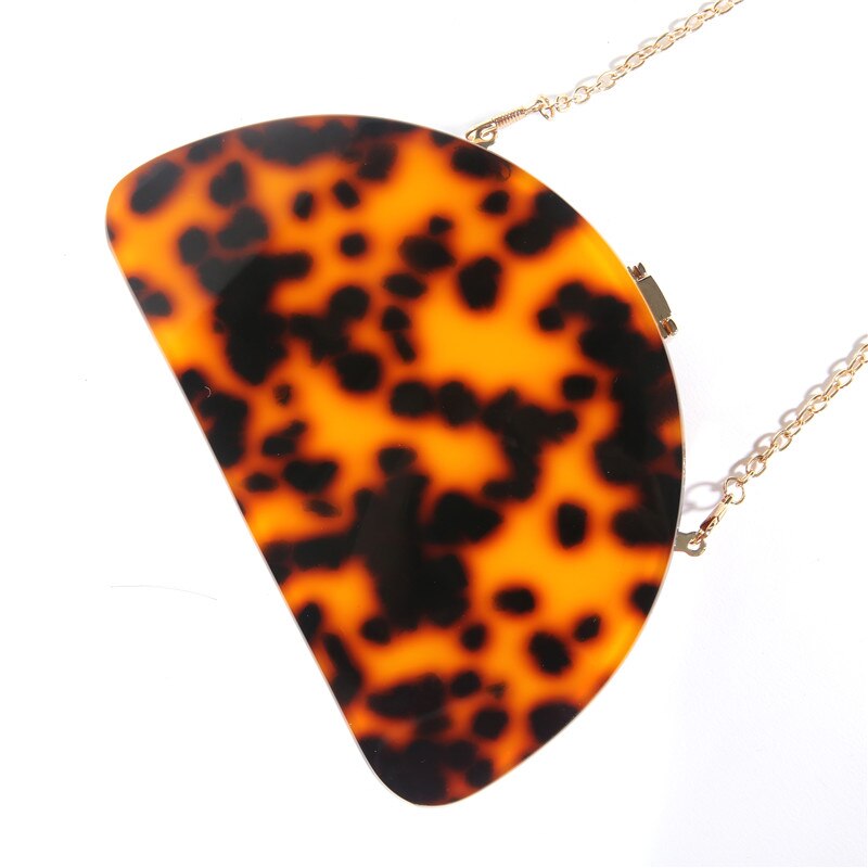 Leopard Dinner Handbag Acrylic Semicircle Amber Evening Bag Women Messenger Shoulder Bag Trendy Party Clutch Purse