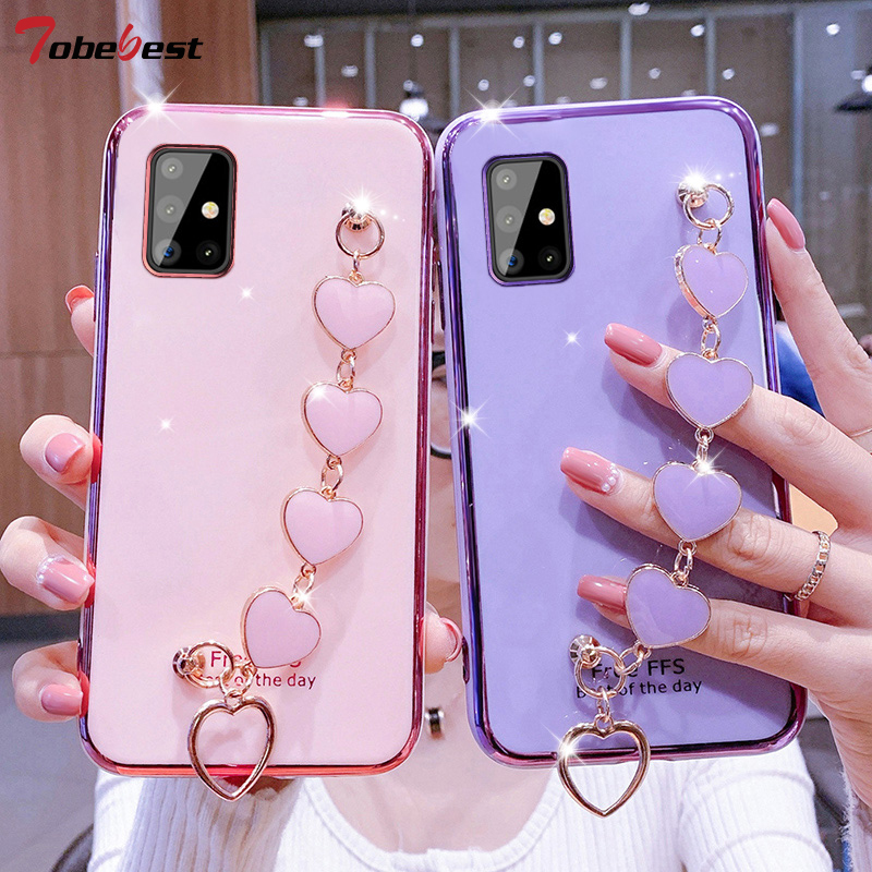 Liebesarmband-kette, silikonhülle mit beschichtung für samsung Galaxis  a02s a03s a02, weiche tpu-handgelenkschlaufe