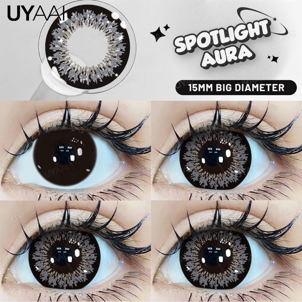 UYAAI lentilles noires de grand diamètre 15mm lentilles de 14.5mm lentilles de Contact colorées pour les yeux lentilles pour grands yeux lentilles d'aspect naturel