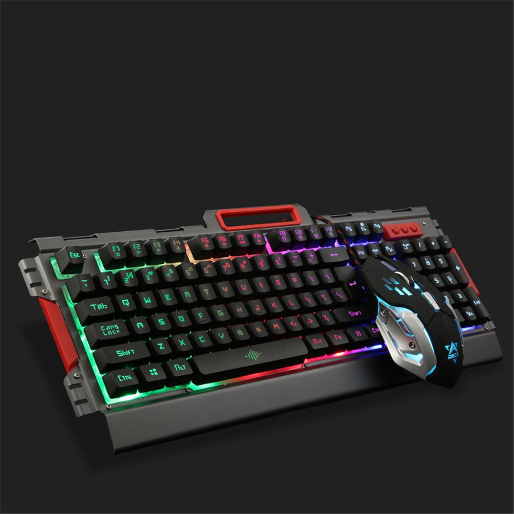 Ergonomics Gaming Keyboard Mouse Combo Cool Backlit USB Wired Keyboard 3200DPI Optical Mouse Suit for ASUS Acer HP Lenovo: Black