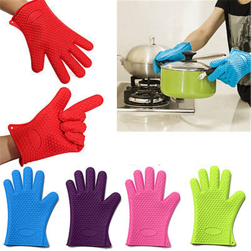 1pcs Heat Resistant Silicone Glove Cooking Baking BBQ Oven Pot Holder Mitt Kitchen Red Search