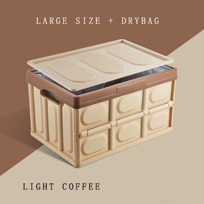 B-LIFE Folding Plastic Storage Crate with Water Container Bag Hold Ice Keep Fresh Fish Food Furit While Transport Storage Box: Brown