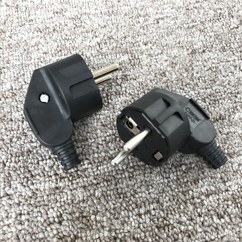 EU European AC Electrical Power Schuko CE Rewireable Plug Male Sockets Outlets Adaptor Adapter Extension Cord Connector