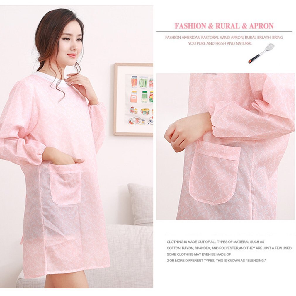 Korean Home Kitchen Long-sleeved Apron Adult Smock Unisex Anti-wear Waterproof Anti-oil Overalls