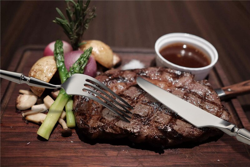 6pcs Luxury 18/10 Stainless Steel Dinner Knife Cutlery Kitchen Steak Knife Silverware Tableware Gothic Wedding (just knife)