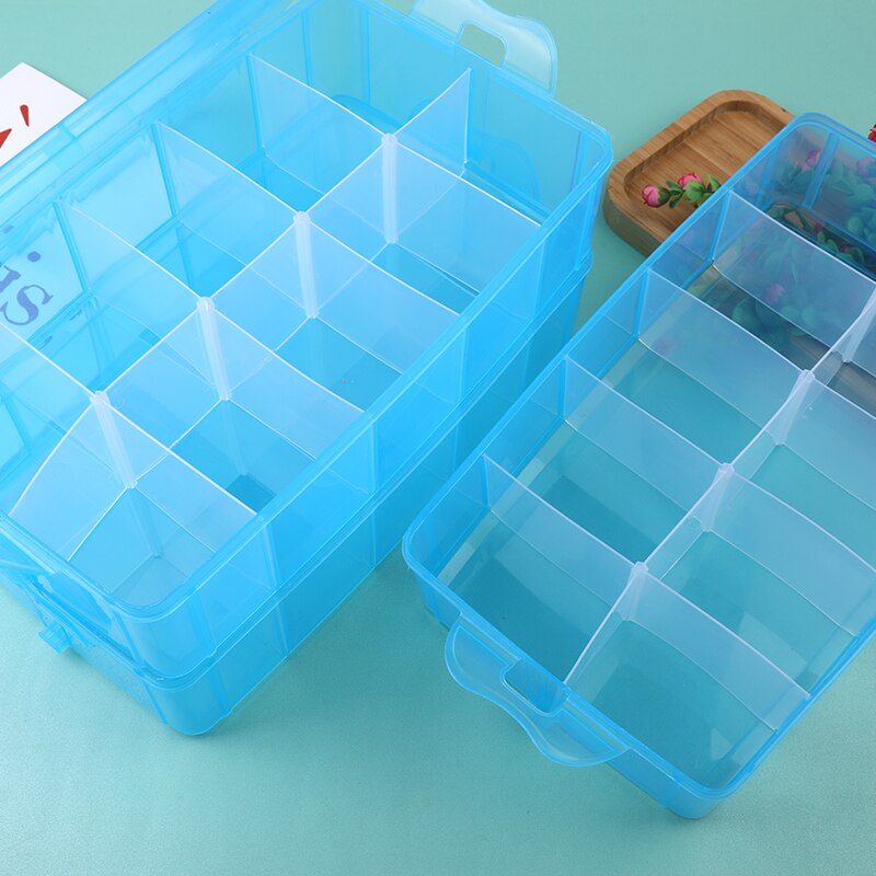 Nonvor 3 Layers 18 Compartments Clear Plastic Storage Box Multifunction Empty Box Jewelry Bead Container Sewing Tools Organizer